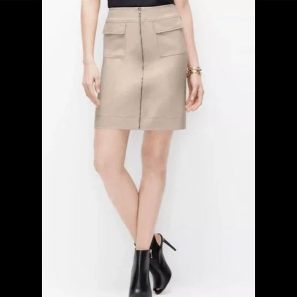 ANN Taylor - Woman's Size 12 Tan Blush Zip-Front Utility Skirt $89.00 - Picture 1 of 8